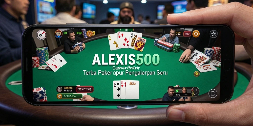 Tampilan screenshot ALEXIS500 yang menunjukkan gameplay poker yang kompetitif.