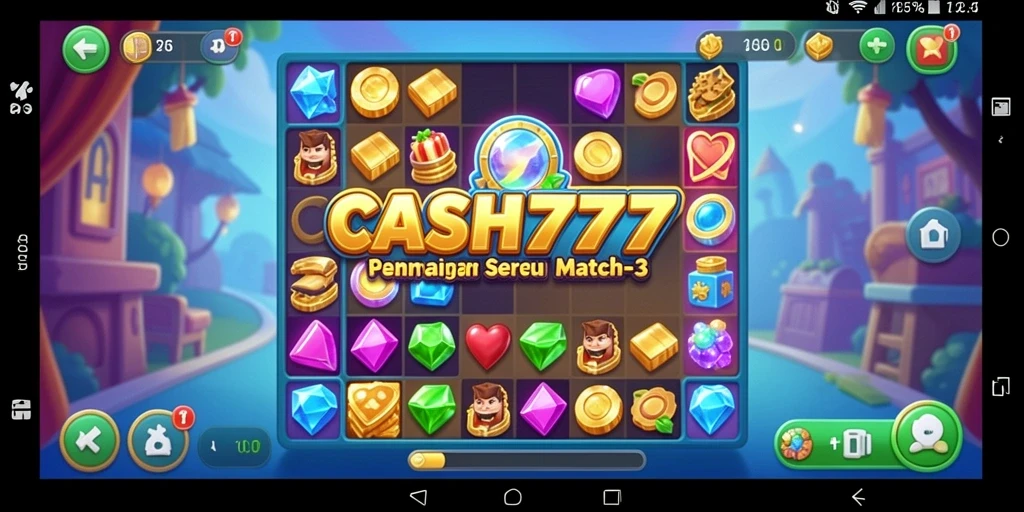 Tampilan gameplay CASH777 dengan tantangan Match-3 yang seru.