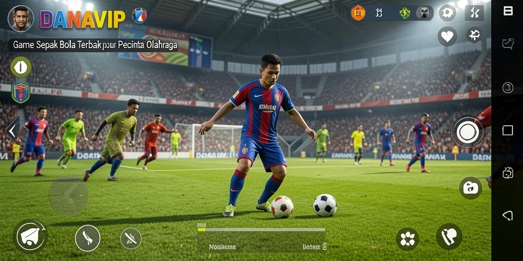 Screenshot gameplay <strong>DANAVIP</strong> yang menampilkan aksi sepak bola yang mendebarkan.