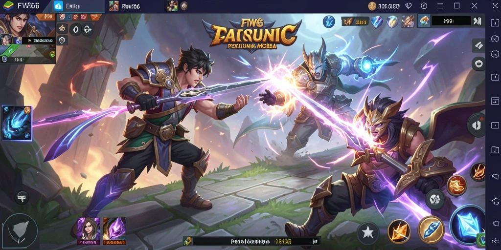 Screenshot FW66 menampilkan aksi seru dalam pertempuran MOBA.