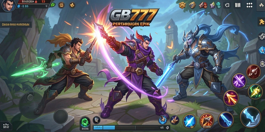 Tampilan gameplay mendebarkan di GB777 saat pertarungan tim berlangsung.