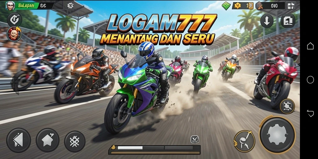 Tangkapan layar LOGAM777 menunjukkan aksi balapan motor yang mendebarkan.