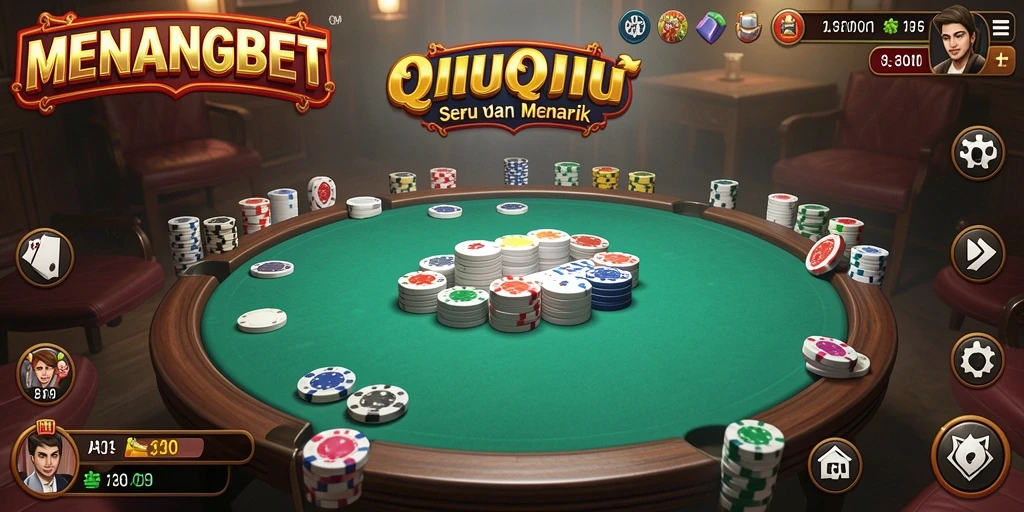 Screenshot gameplay MENANGBET menunjukkan aksi QiuQiu yang mendebarkan.