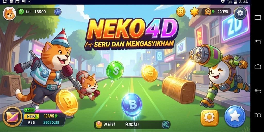 Tampilan gameplay seru NEKO4D dengan karakter unik.