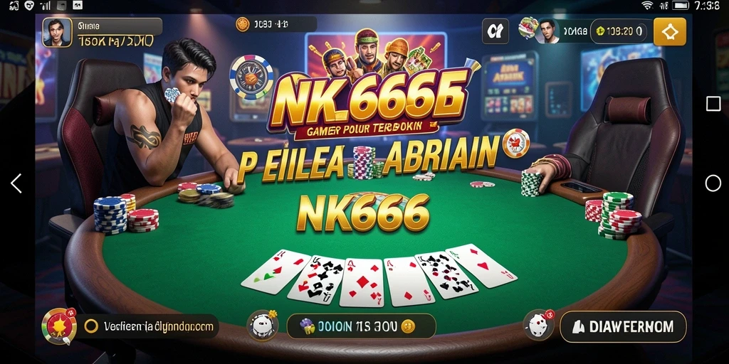 Tampilan utama gameplay poker NK666 yang seru dan menegangkan.