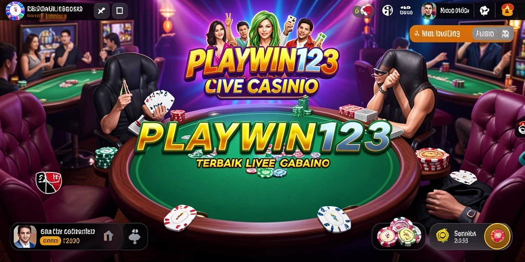 Screenshot utama PLAYWIN123 menampilkan dealer live yang sedang bermain dengan banyak pemain.