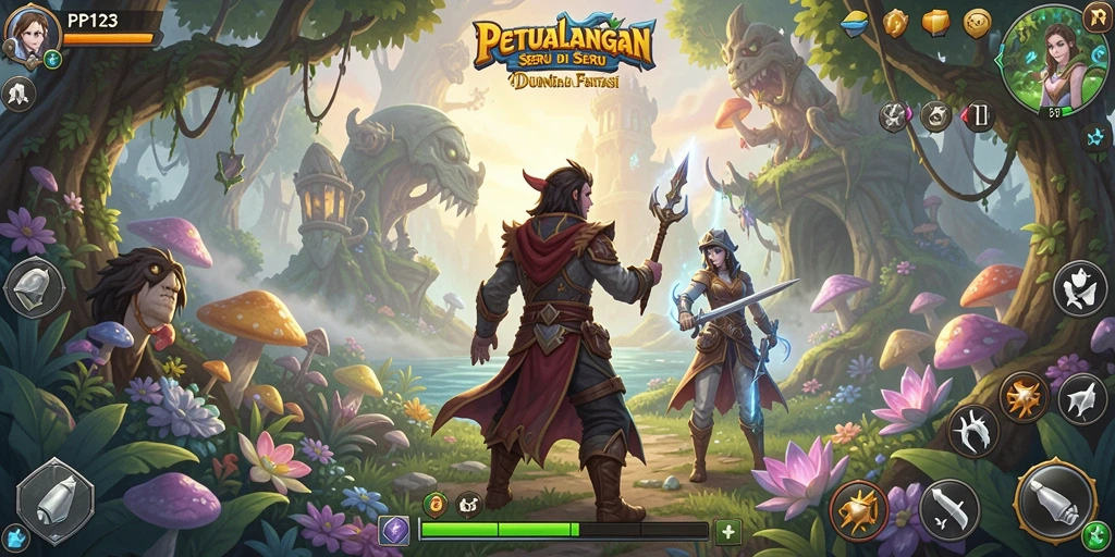 Tangkapan layar utama PP123 dengan aksi seru di dunia fantasi.