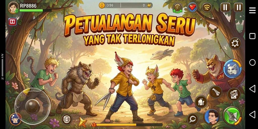 Screenshot utama RP886 menampilkan aksi seru dalam dunia petualangan.