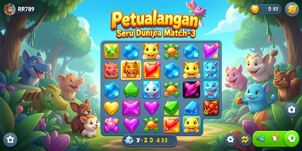 Gameplay menawan dan penuh warna dalam RR789 Match-3.