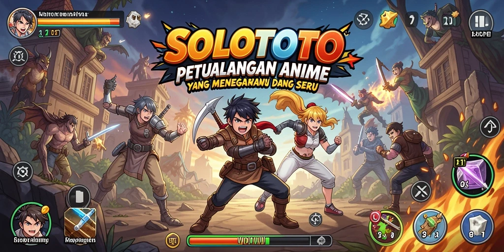 Tampilan gameplay SOLOTOTO dengan karakter Anime yang menarik.