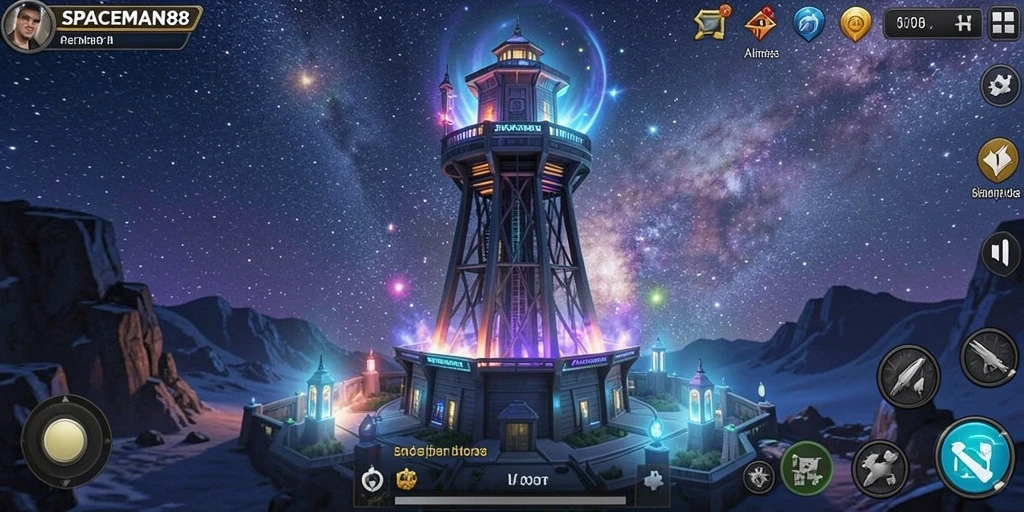 Screenshot gameplay SPACEMAN88 menampilkan strategi Tower Defense yang mendebarkan.